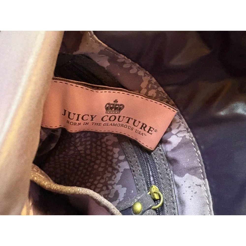 Juicy Couture Quilted Circle Pattern Crossbody Bag Boho In Brown Chain Strap